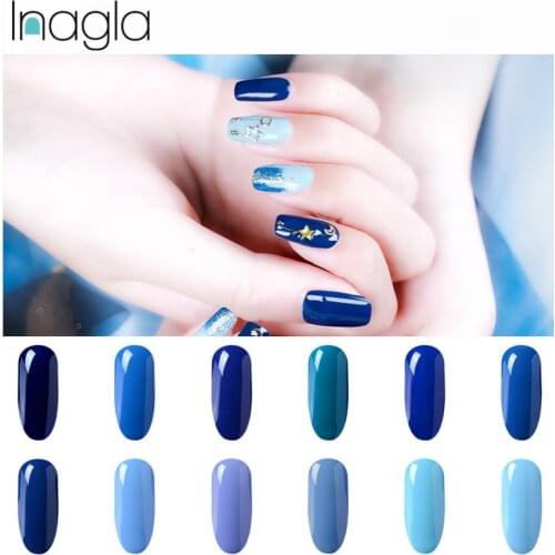 Inagla Pure Color Gel Varnish 8ml Blue Series Nail Art Design Super Quality Soak off LED Organic Odorless UV Gel Polish