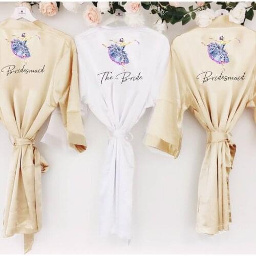 Bride Kimono Robe Bridal Party Robe Bridesmaid Robes Custom Women Silk Satin Kimono Bathrobe
