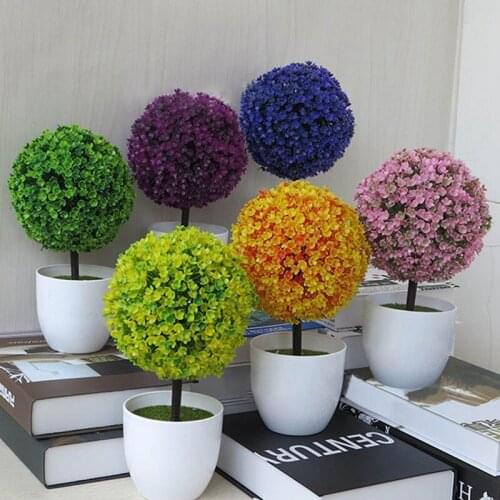 Sakura Snowball Artificial Tree Persian Grass Eucalyptus Plants Bonsai Home Accessories Bedroom Living Room Decor Fake Plant