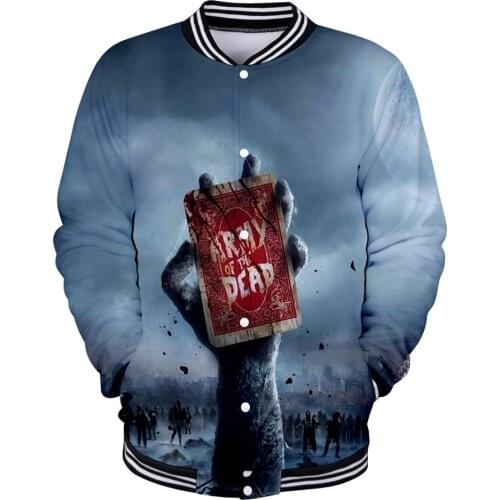 Army of the dead 3D Print Jacket Winter Warm Zipper Outwear Jacket Hip Hop Jacket Streetwear Windbreaker cardigan