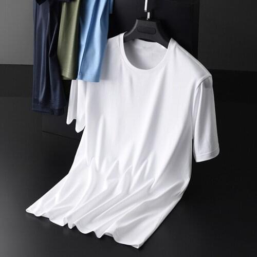 Summer Mens Luxury 100% Cotton Solid Color Short Sleeve T-shirts Men Plus Size 4xl Slim Fit Round Collar Man Tee