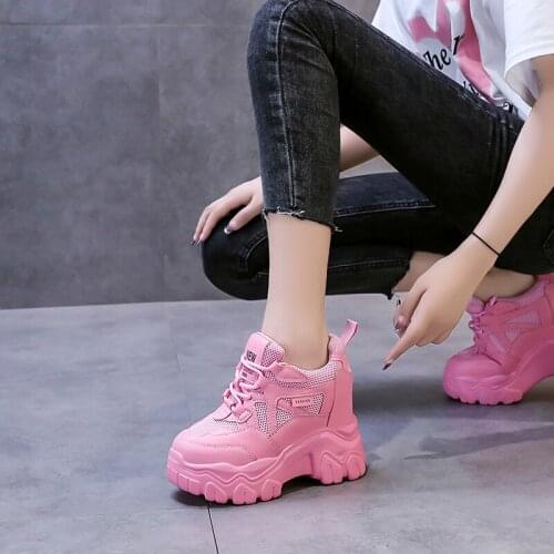 Dad Chunky Sneakers Casual Vulcanized Shoes Woman Spring High Platform Sneakers Femme Lace Up White Basket Sneakers Women 2021