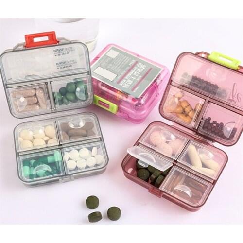 Multi-Functional Portable Seven Squares A Week Carry On Packing Pill Box Small Item Storage Box Gray Home Garden Outdoor