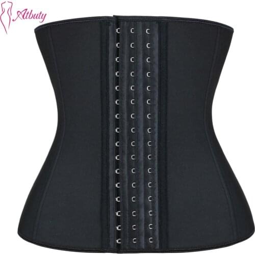 Atbuty Neoprene Waist Trainer 9 Steel Boned Waist Shaper Plus Size Tummy Cincher Corsets Shapewear