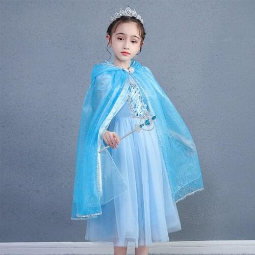 New Blue Baby Girls Kids Costume Dress Princess Dress Childrens Party Gown Cosplay Tulle Dresses 3-8Years