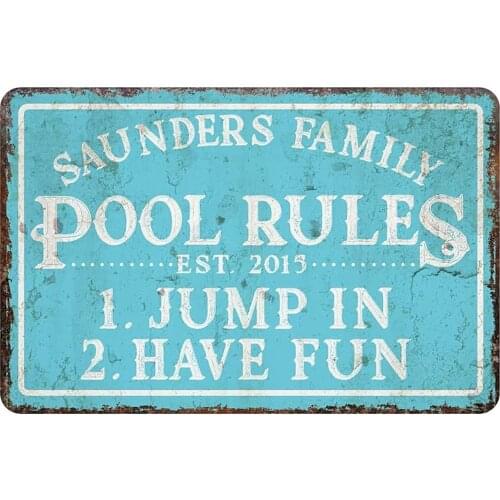 Personalized Vintage Pool Rule tin Sign Indoor and Outdoor Wall Decor Signs