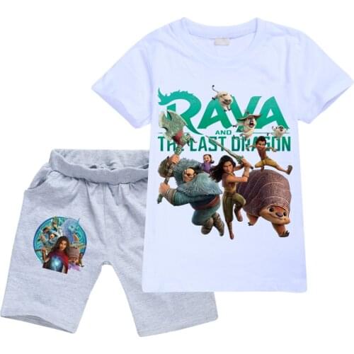 Raya and The Last Dragon Baby Girls Boys Clothing Outfits Summer Infant Sleeveless T-shirt Shorts 2pc/Sets Clothes Casual