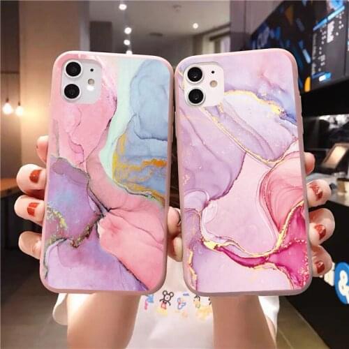 Pink Marble pattern Phone Case For iPhone 11 12 Pro Max mini 6S 7 8Plus XR X XS MAX SE2020 Luxury shockproof soft Silicone shell