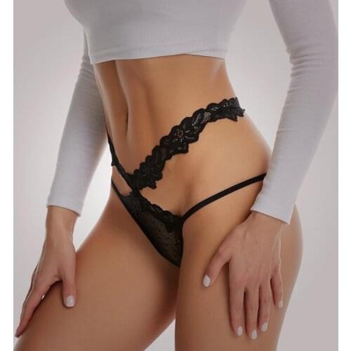 Sexy Women Thongs Lace G String T-Back Floral Sexy Panties Transparent Hollow Out High Waist Lace Thongs Hot Black Tangas Mujer
