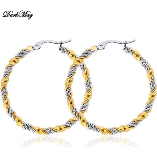 DarkMag Trendy Hoop Earrings For Women Circle Design Anniversary Present Elegant Accessories For Wife Ear Jewelry