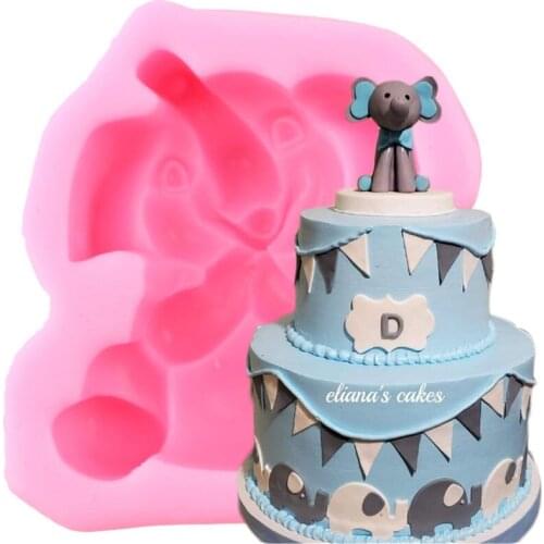 Elephant Silicone Molds DIY Animal Baby Birthday Cake Decorating Tools Cupcake Topper Fondant Mold Candy Clay Chocolate Moulds