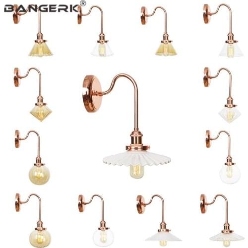 Modern Glass Shade LED Wall Lamp Loft Decor Edison Sconce Wall Lights Iron Switch Bedside Wall Light Indoor Lighting Luminaire