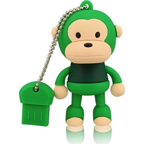 J-boxing Green 64GB USB Flash Drive Funny Monkey Design Pendrive Memory Stick Women 16G 32GB Thumb Drive for Computer Mac Tablet