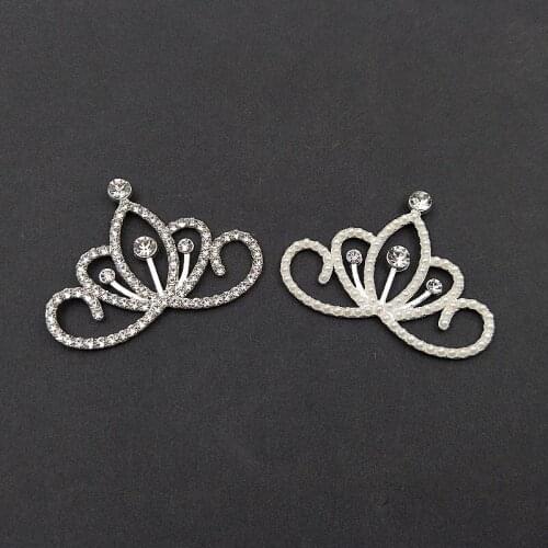 10 PCS 53x39mm Metal Alloy Crystal Rhinestone Imitation Pearl Crown DIY Headwear Accessories For Jewelry Making