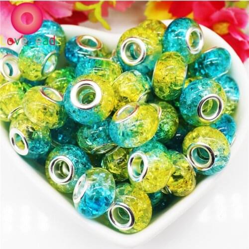 10Pcs New Color Flower Big Hole Beads CCB Beads Spacer Loose Beads Fit European Pandora Bracelet For Diy Jewelry Making Charms