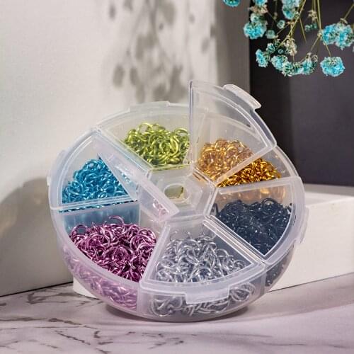 1080Pcs/Box Piercing Nail Charms DIY Metal Colorful Open Jump Rings Nail Rings Dangle Charms For Nail Art Aluminum Jump Ring