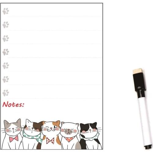 140mmX200mm Magnetic Whiteboard Fridge Magnets Marker Pen Message Board Week Planner To Do List Smart Note Cartoon Cat Dog Pad