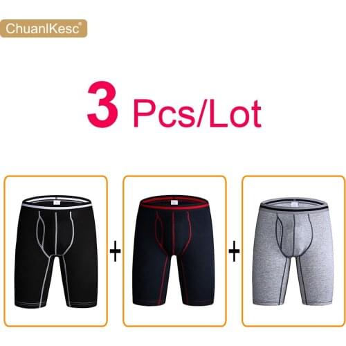 3Pcs/lot Mens Fat Boxer Pants Large Size Long Wear Resistant Running Underwear Cotton Dry And Comfortable Sports Shorts