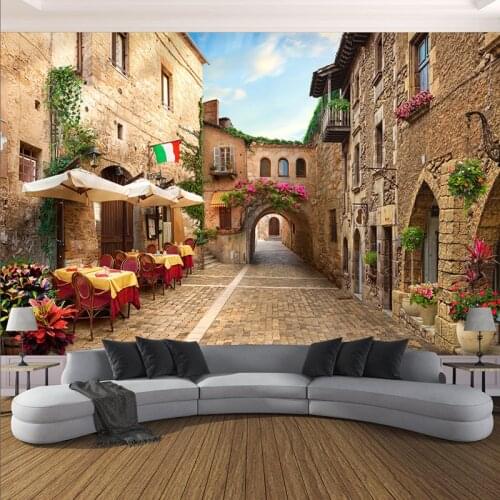 Custom Mural Wallpaper 3D City Street Landscape Wall Painting Cafe Restaurant Living Room Backdrop Wall Covering Papel De Parede
