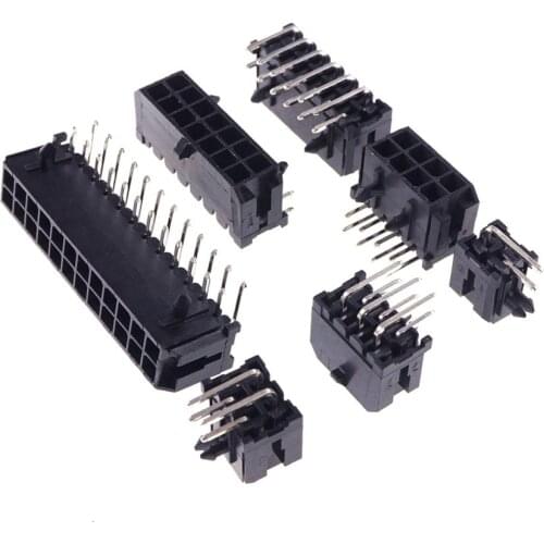 5/10 pcs Male Header Right Angle Through Holes 2 4 6 8 10 12 14 16 18 20 24 Circuits Cross Molex 43045 Micro-Fit 3.0 mm Dual Row