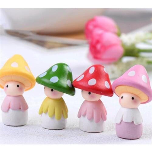5pcs Mushroom Doll Figures Decor Mini Fairy Garden Animal Statue Miniature Garden Moss Micro Landscape Ornaments Resin Bionic