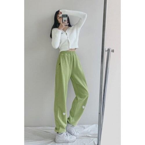 Summer Womens Pants Love Loose Straight Sweatpants Korean Fashion Womens High Waist Sports Pants Y2k Streetwear Sweatpants