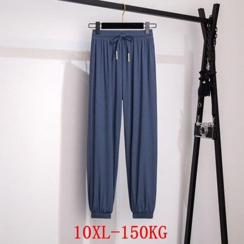 Large size womens pants pocket plus size 7XL 8XL 9XL 10XL summer high waist loose black large stretch trousers sports 52 54 56