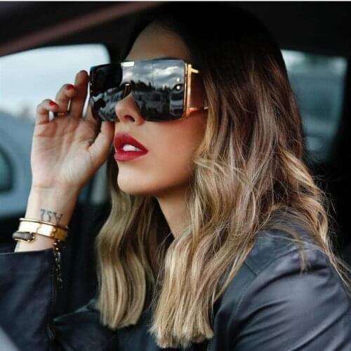 One-piece Flat Top Luxury Oversized Frame Sunglasses Women Fashion Classic High-quality Versatile Gorgeous Wide-leg Sun Glasses
