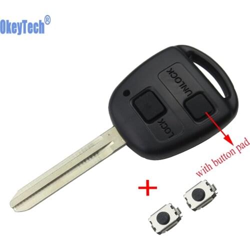 OkeyTech 2 Button Car Remote Key Case Shell For Toyota Yaris Avalon Camry RAV4 Corolla Echo with Key Pad 2pcs Switches Fob Cover