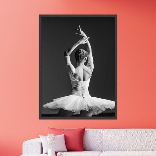 Black White Ballet Dancer Back View Beauty Girl Photo Art Print Poster Wall Picture Canvas Painting Ballerina Home Decortion