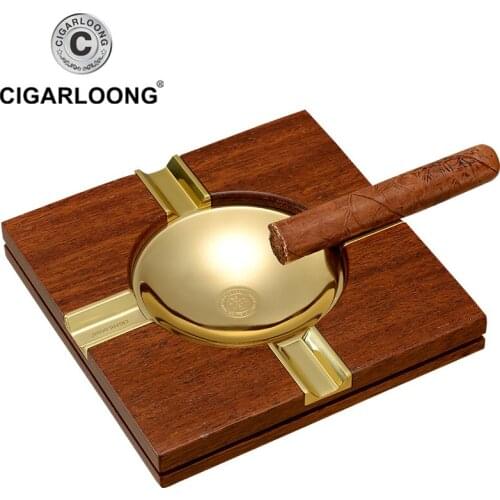 CIGARLOONG cigar ashtray personalized Large stainless steel wood cigar fashion metal ashtray LC-3029