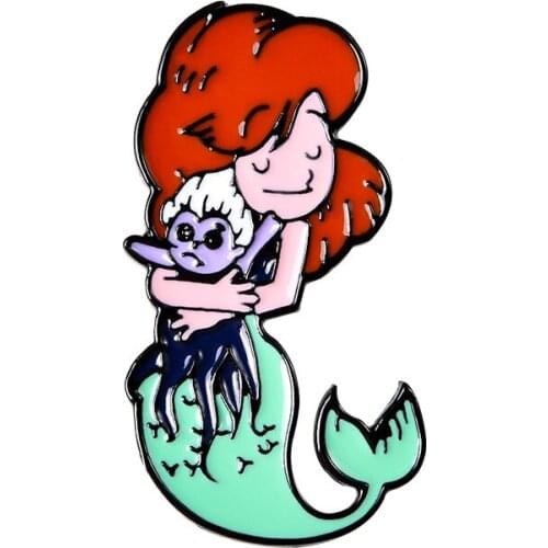 HOSENG Mermaid Princess Ocean Animals Brooch Children Fashion Backpack Party Lapel Alloy Enamel Badge HS_299