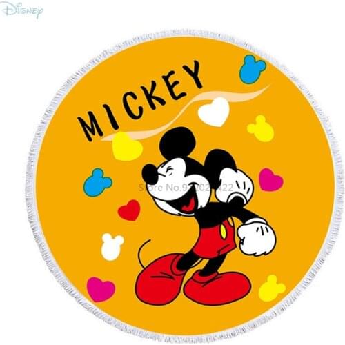 Disney Mickey Mouse Cartoon Printed Round Beach Towel Soft Microfiber Bath Towels for Living Room Home Decorative Children Adult