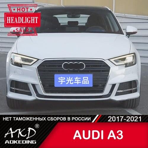 For Car AUDI A3 Head Lamp 2017-2021 Car Accessory Fog Lights Day Running Light DRL H7 LED Bi Xenon Bulb A3 Upgrade S3 Headlights