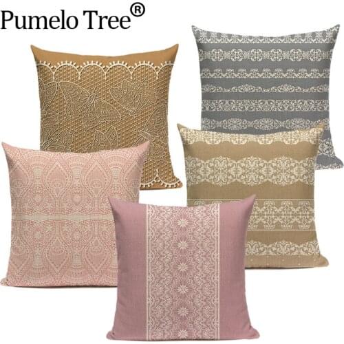 Elegant Lace Pillow Cover Lace Stripe Decorative Cushion Cover Decorative Pillow Case Cushion Covers 45X45Cm Linen Cushion Cover