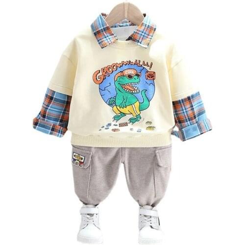 New Spring Children Cartoon Clothes Baby Boys Girls T Shirt Pants 2Pcs/sets Autumn Kids Toddler Cotton Clothing Infant Tracksuit
