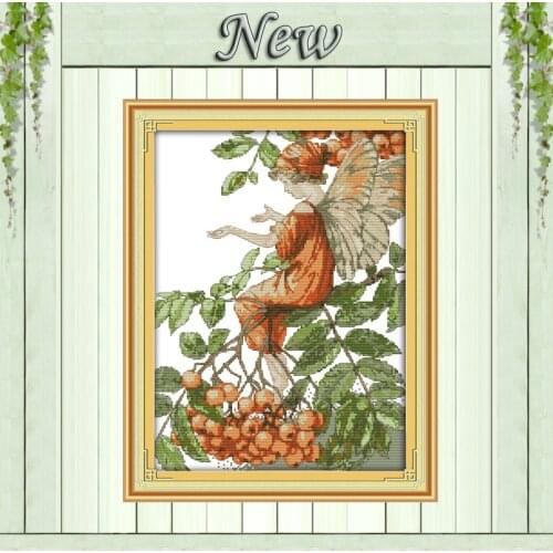 A butterfly fairy girl angel trees painting counted printed on canvas DMC 14CT 11CT Cross Stitch Embroidery kits Needlework Sets