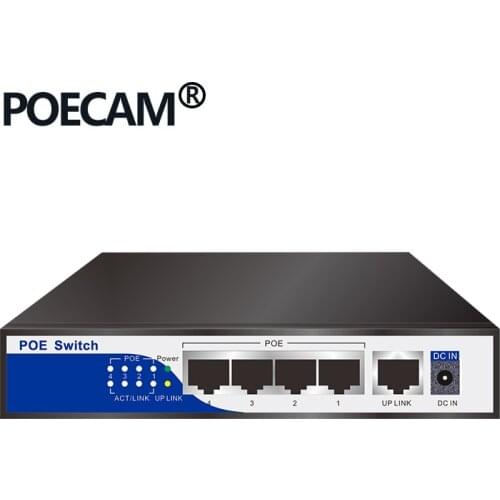 High power 5 port poe switch gigabit 4 port 10/100/1000m poe 48v 2a IEEE802.3af/at active ethernet network POE for 3MP HD IPC