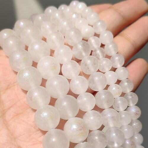 White Jades Loose Round Stone Beads for Jewelry Making DIY Bracelets Accessories 15'' 6/8/10mm