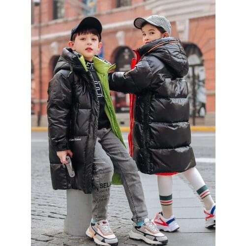 HSSCZL -30℃ Winter Thickening 2021New Boy Girls Kids Duck Down Jacket Children Coat Child Outerwear Overcoat Long Hooded clothes