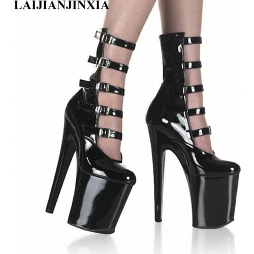 LAIJIANJINXIA NEW Sexy Wild Flock Boots Women Boots 20CM High Heels Boots Women Shoes Dance Shoes Super High Heel Shoes