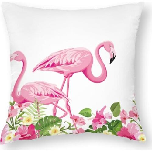Summer Tropical Plants Pillow Case Flamingo Decorative Pillowcases Green Leaves Throw Pillow Case Tropical Plants Home Decor