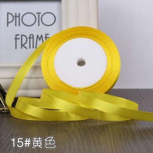 Hot sale 10 mm 25 Yards yellow Silk Satin Single DIY Face Silk Satin Ribbon Decorative Gift Wrap Wedding Christmas Decoration