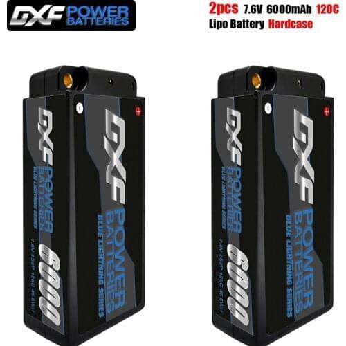 2PCS DXF Shorty Lipo Battery 2S 7.6V 6000mAh 120C HV Hardcase with Bullet Plug 5MM Competition for RC Car 1/10 Buggy