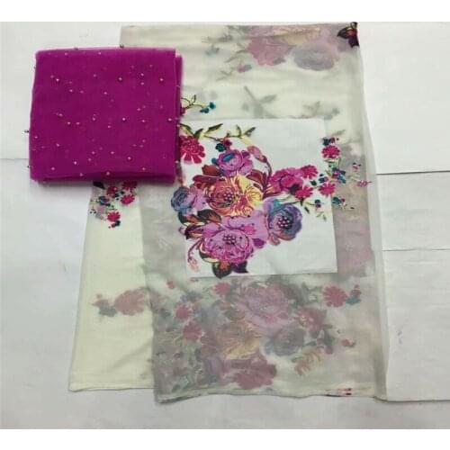 LX!Hot Selling High Quality Fashion Printed Silk Fabric 5 Yards And 2 Yards Of Tulle Chiffon Fabric! F32805