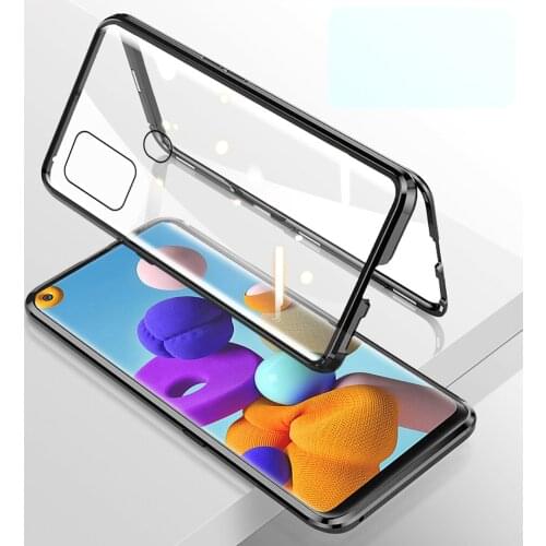 360 Magnetic Metal Bumper Case for Samsung A21S A21 S A20S A10S A51 A71 4G Double sided Glass Cover for Samsung M31 M21 M30S