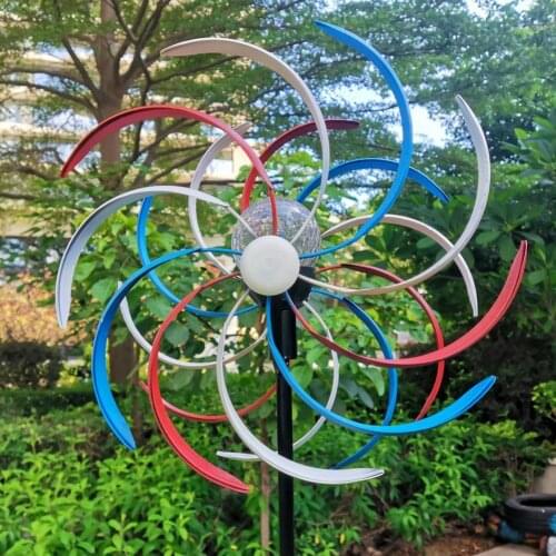 Metal Solar Light Windmill LED Lamp Wind Spinner Outdoor Garden Lawn Decor Sculpture Wind Spinner Rustless Windmill Spinning