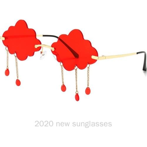 MINCL/ 2020 New One Piece Rimless Round Sunglasses Transparent Candy Color Tinted Cloud Shape Eyewear with Box NX