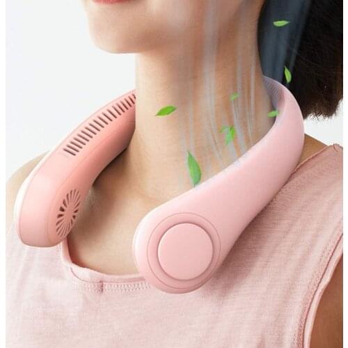 Mini Neck Fan Portable Bladeless USB Rechargeable Mute Sports Fans Portable Hands-Free Outdoor Leafless Mini Cooling Fan