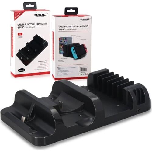 Multi-function Charging Dock For Nintend Switch Console/NS Pro Controller/Joy-con Hand Rope,Holder Stand For 6Pcs Game Card Box